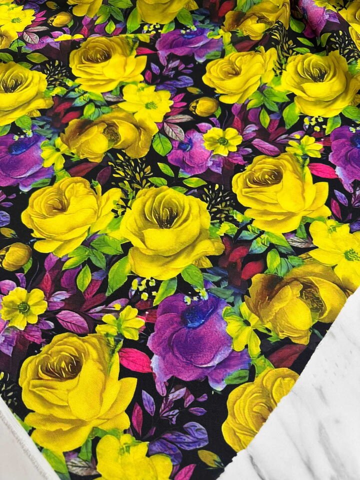 Mabeya Gülü Desen Krep Kumaş Elbise Etek Gömlek Şalvar