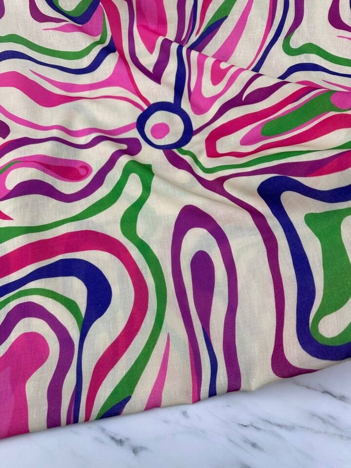Ferucci Desen Elbiselik Pantolonluk Keten Kumaş