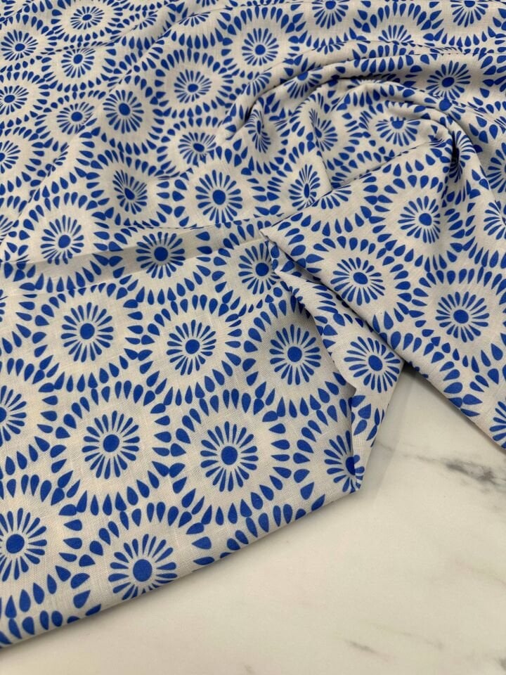 Java Desen Elbiselik Pantolonluk Keten Kumaş