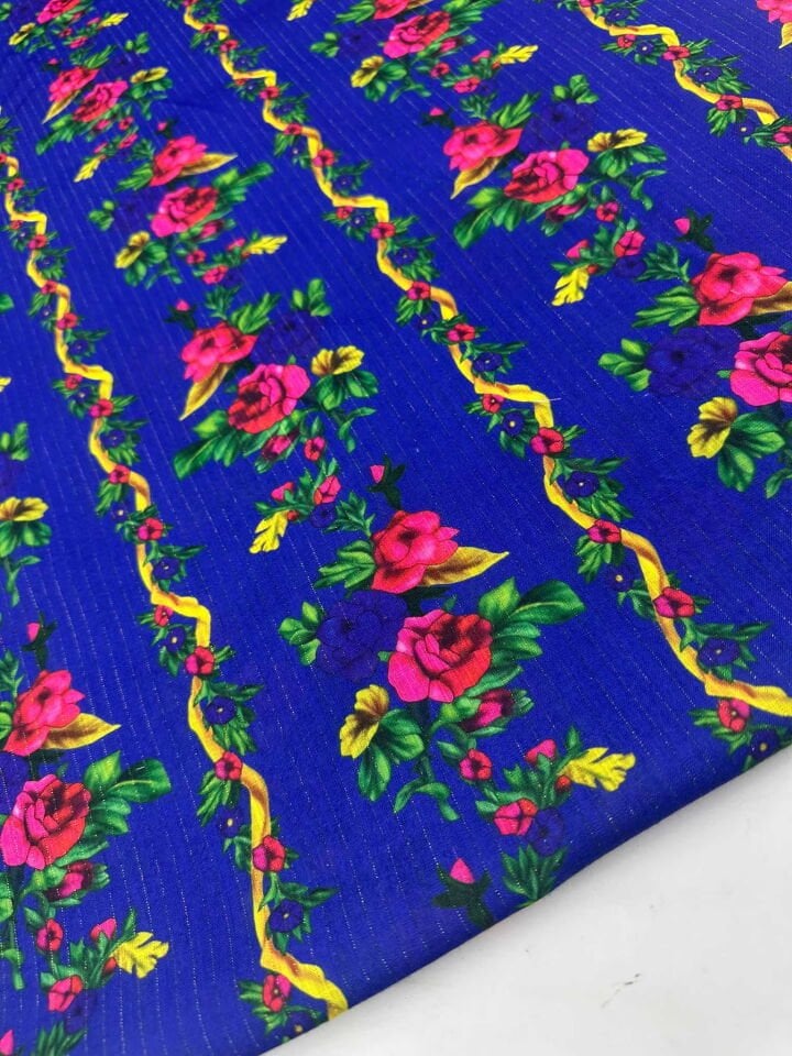 Otantik Desen Altın Simli Dokuma Poliviskon Keten