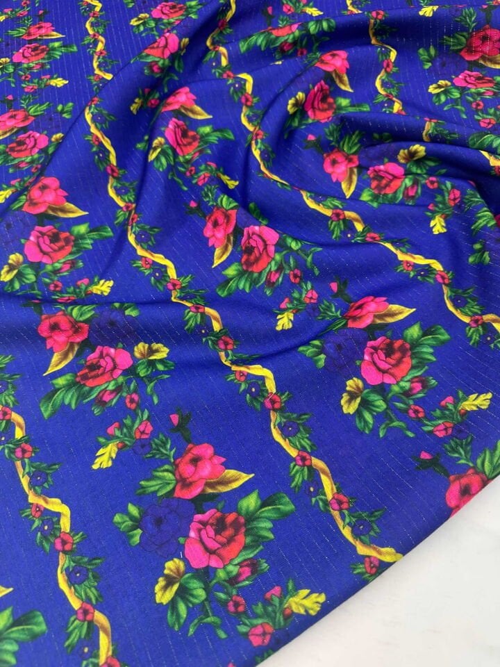 Otantik Desen Altın Simli Dokuma Poliviskon Keten