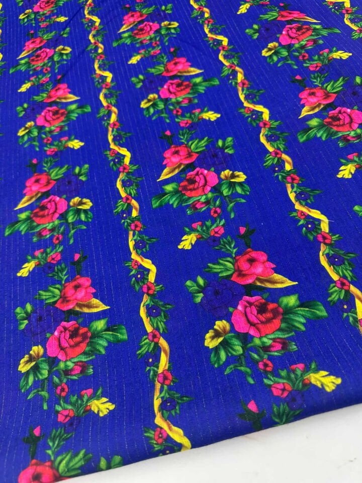 Otantik Desen Altın Simli Dokuma Poliviskon Keten