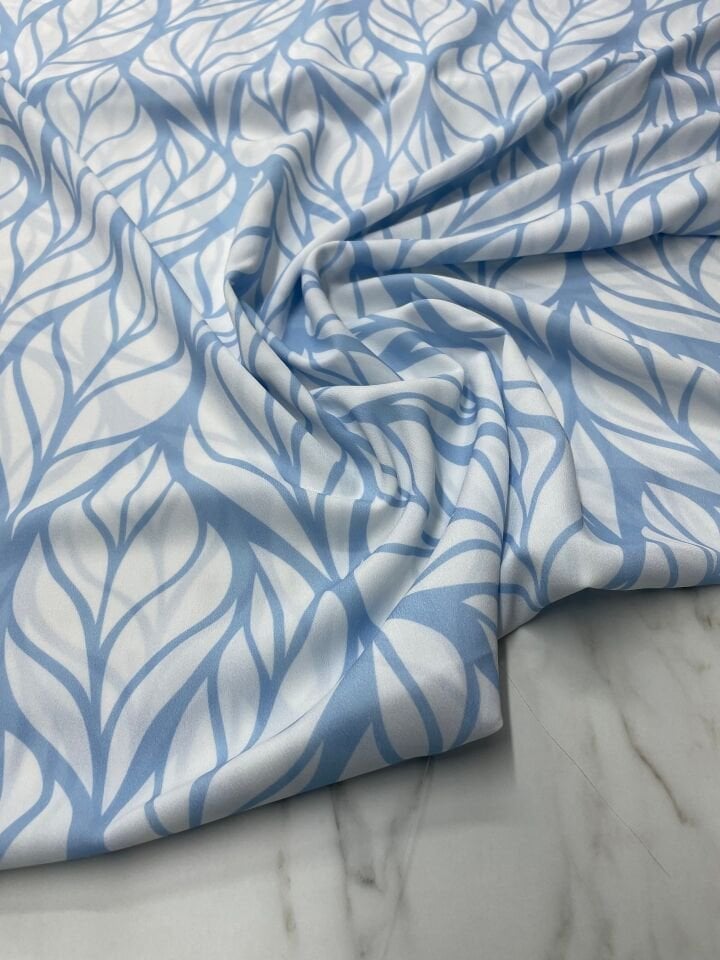 Yaprak Desen Elbiselik Gömleklik Krep Kumaş