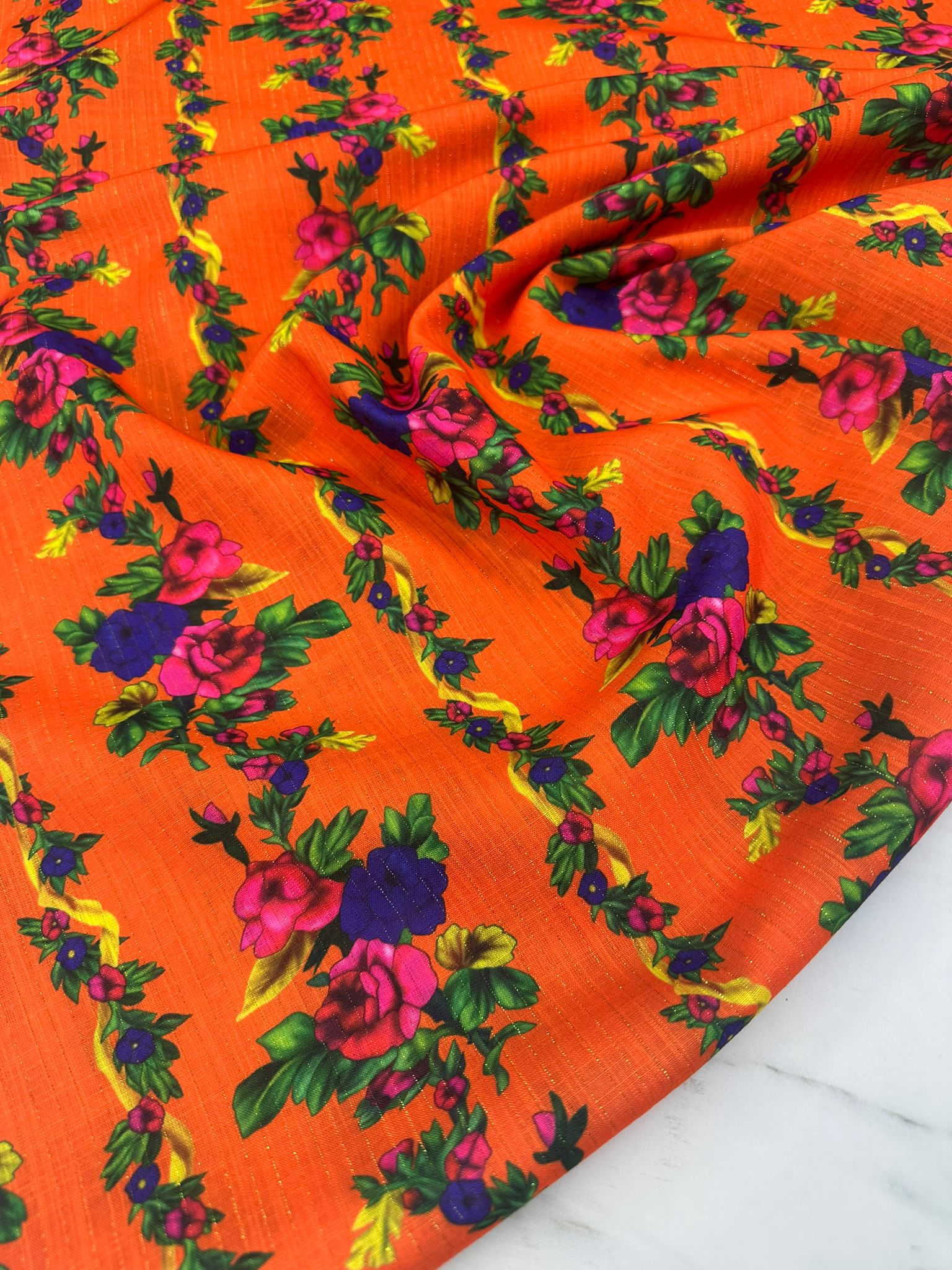 Otantik Desen Altın Simli Poliviskon Keten Etek Gömlek Elbise Şalvar