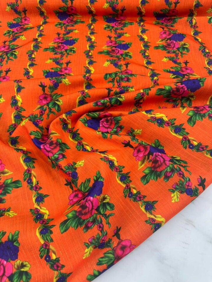 Otantik Desen Altın Simli Poliviskon Keten Etek Gömlek Elbise Şalvar