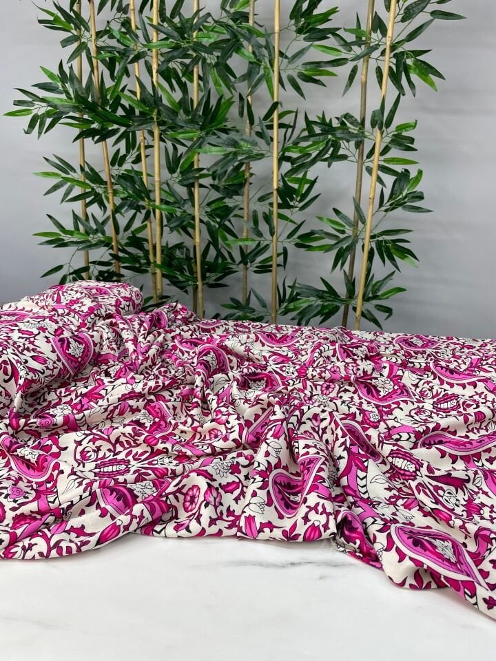 Özbek Desen Yüzde Yüz Pamuklu Elbiselik Viskon