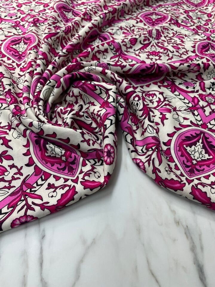 Özbek Desen Yüzde Yüz Pamuklu Elbiselik Viskon