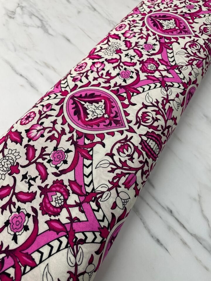 Özbek Desen Yüzde Yüz Pamuklu Elbiselik Viskon