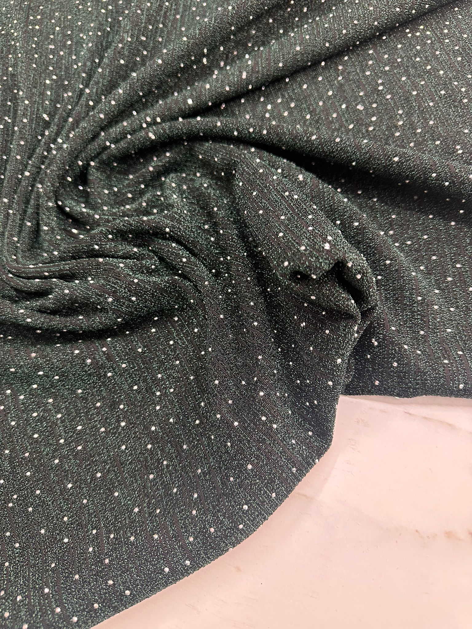 Taşlı Likralı Yeşil Renk Örme Kumaş Elbise Etek Şalvar