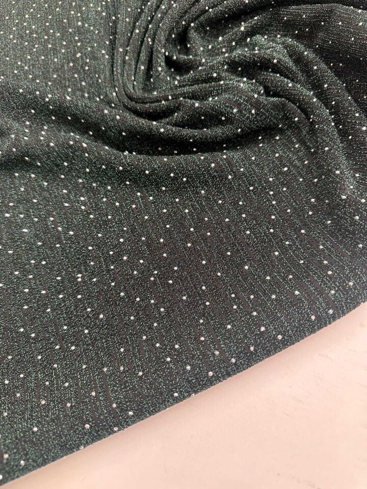 Taşlı Likralı Yeşil Renk Örme Kumaş Elbise Etek Şalvar