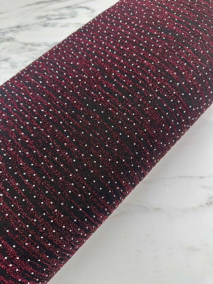 Bordo Likralı Taş İşleme Örme Kumaş Elbise Etek Şalvar