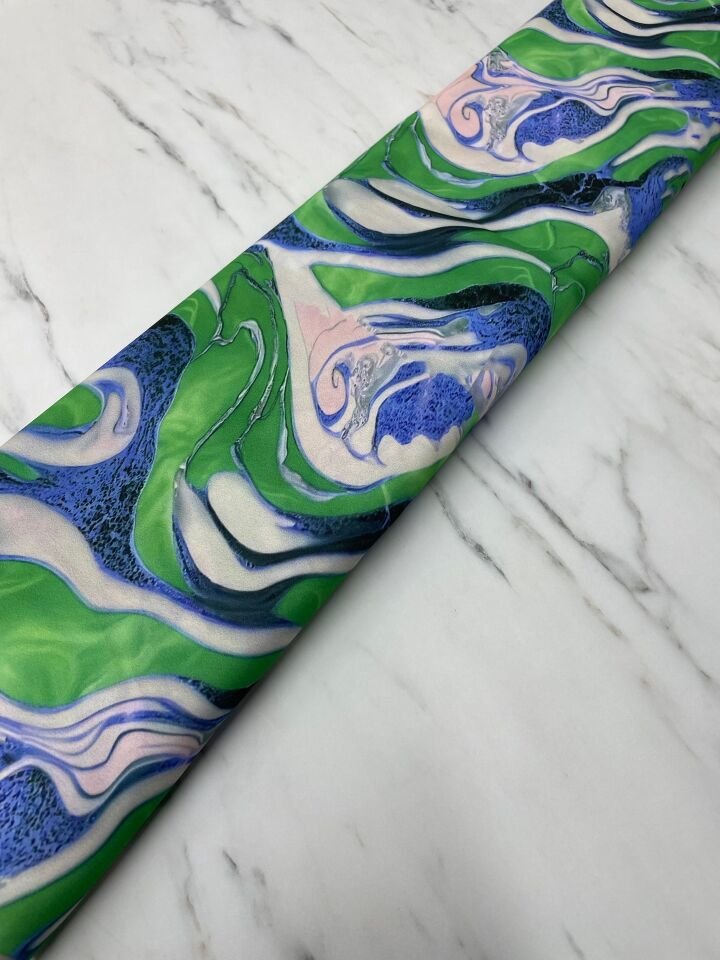 Yeşil Hipnoz Desen Elbiselik Gömleklik Krep Kumaş