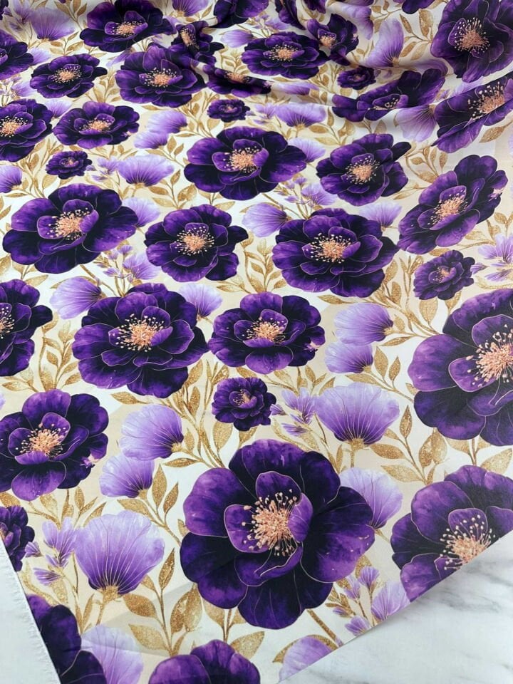 Lemina Çiçek Desen Krep Kumaş