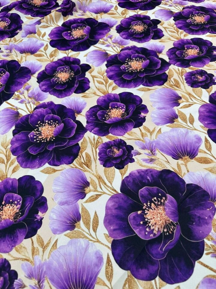 Lemina Çiçek Desen Krep Kumaş