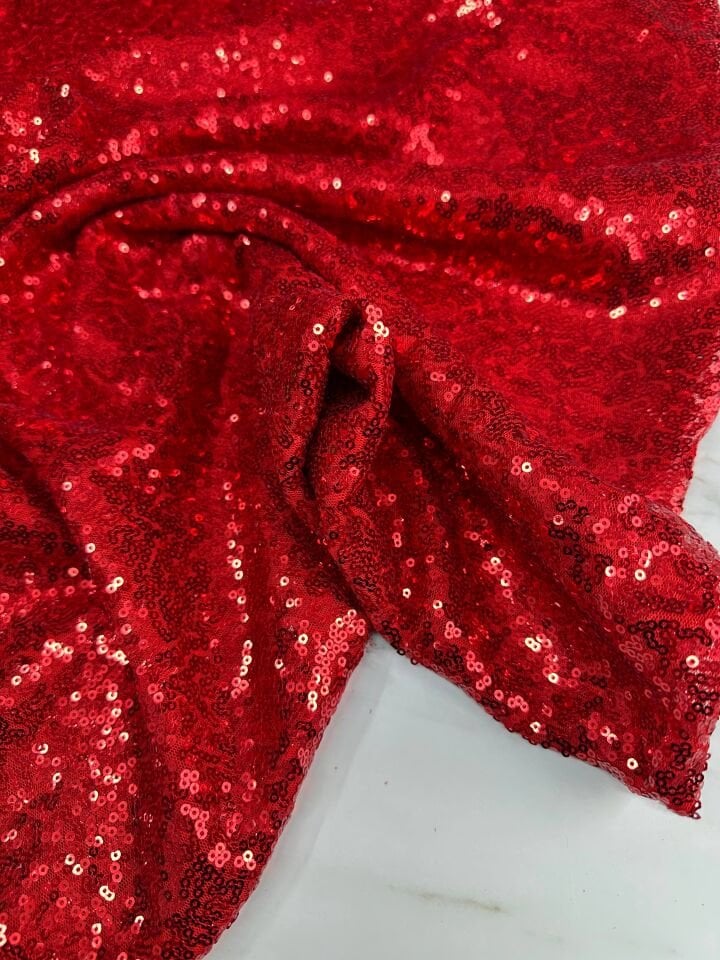 Kırmızı 3 Milim Elbiselik şalvarlık Payet Kumaş