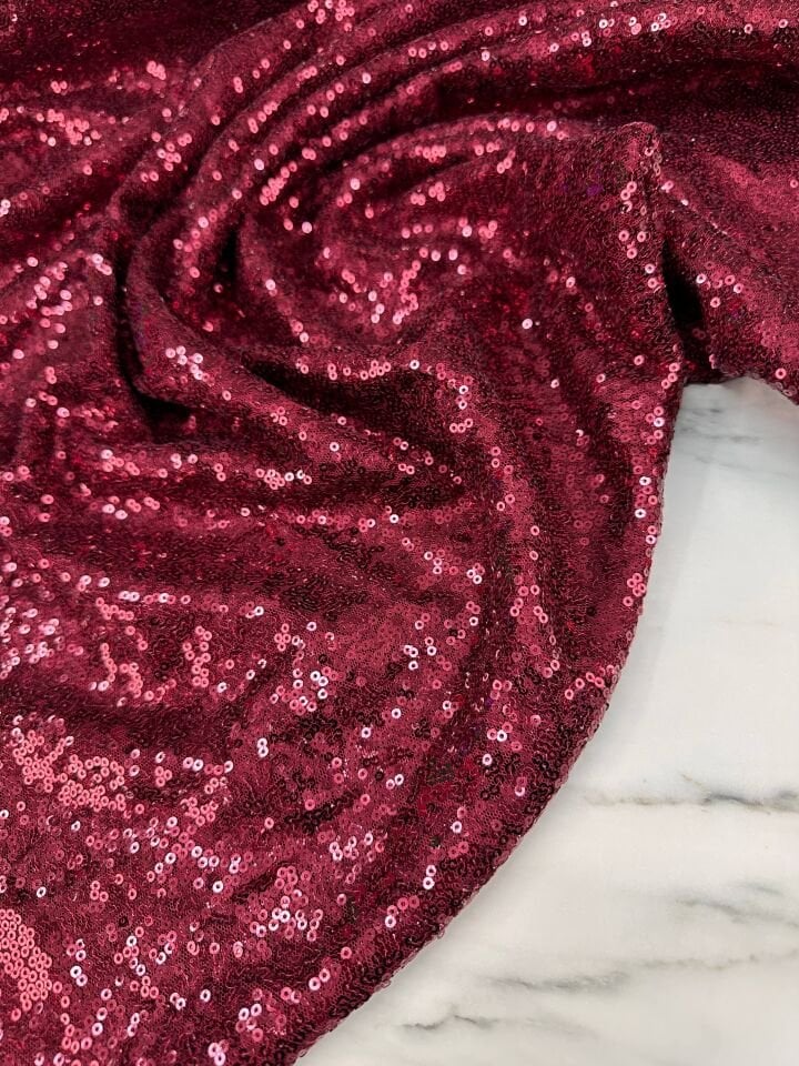 Bordo 3 Milim Elbiselik Şalvarlık Payet Kumaş