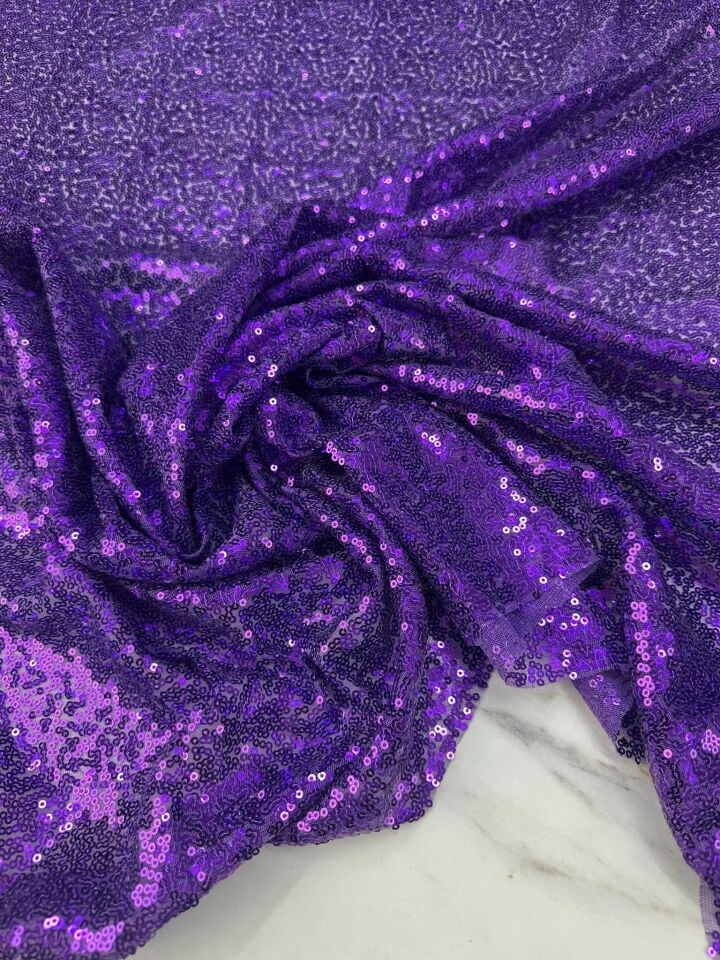 Mor 3 Milim Elbiselik Şalvarlık Payet Kumaş