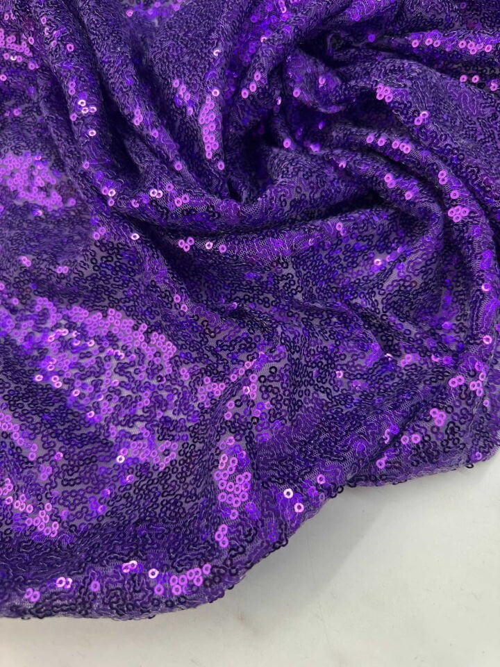 Mor 3 Milim Elbiselik Şalvarlık Payet Kumaş