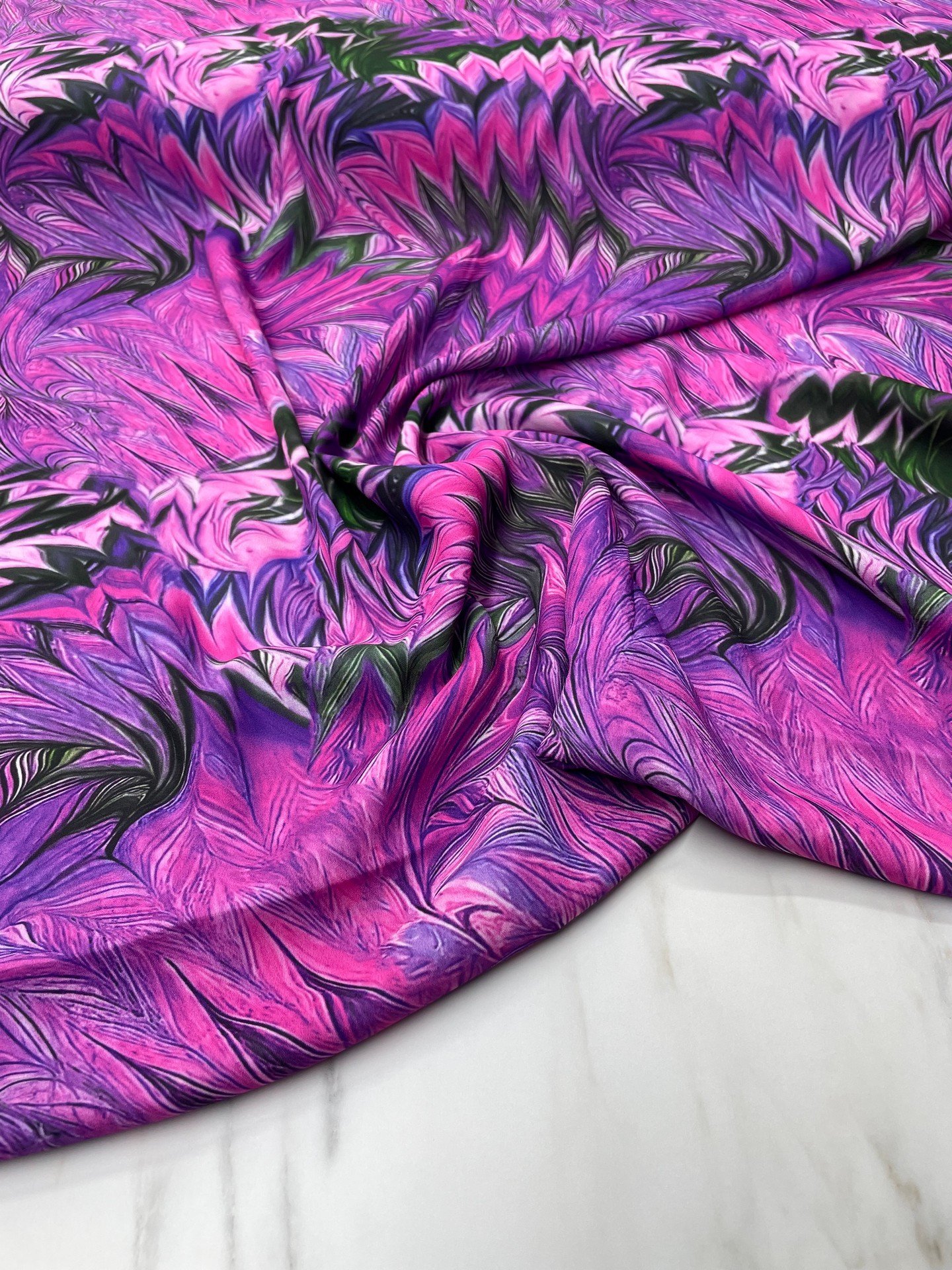 Mor Liva Desen Elbiselik Gömleklik Krep Kumaş