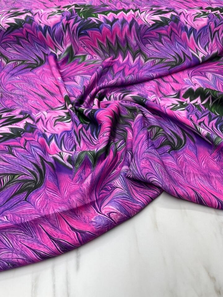 Mor Liva Desen Elbiselik Gömleklik Krep Kumaş