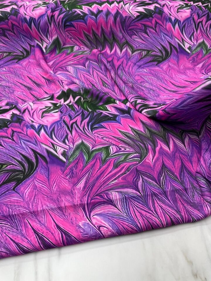 Mor Liva Desen Elbiselik Gömleklik Krep Kumaş