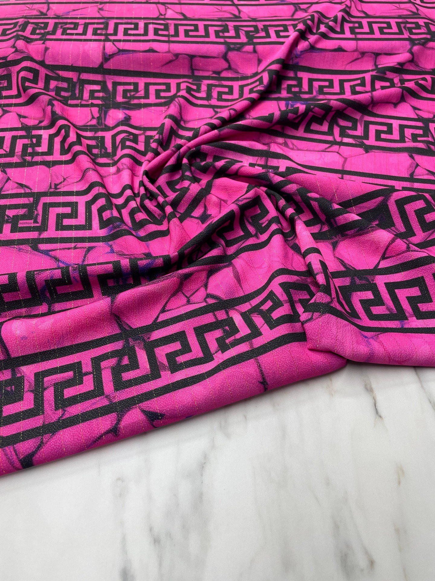 Yunan Motifleri Desen Elbiselik Gömleklik Krep Kumaş