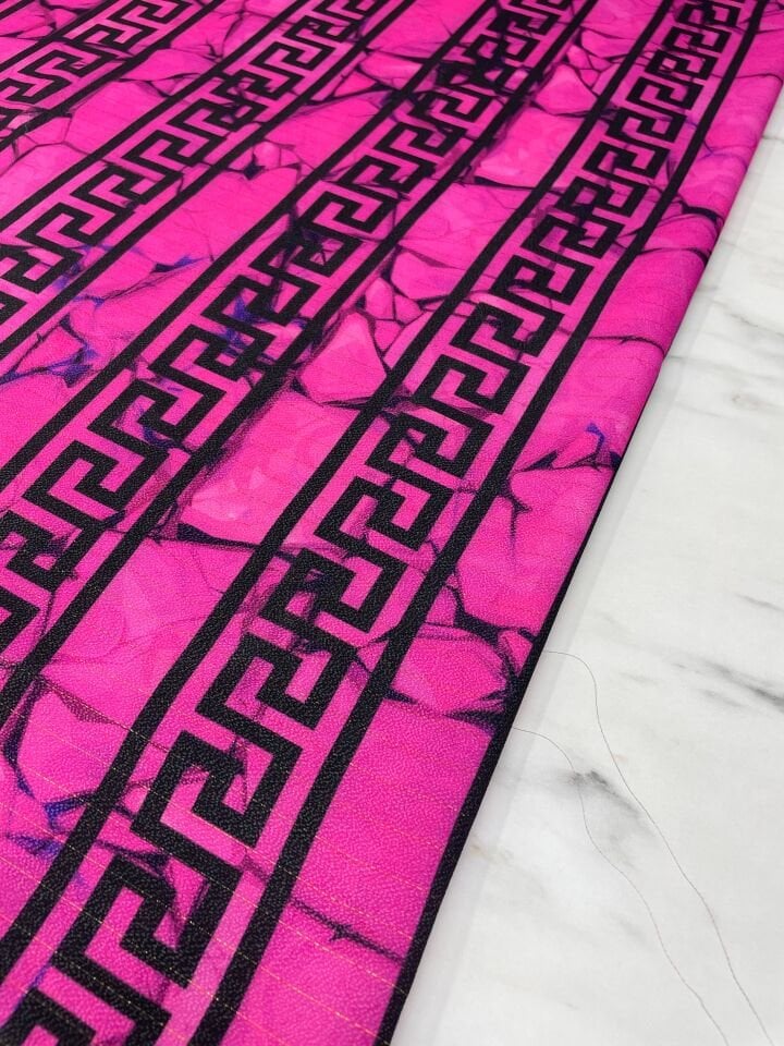 Yunan Motifleri Desen Elbiselik Gömleklik Krep Kumaş