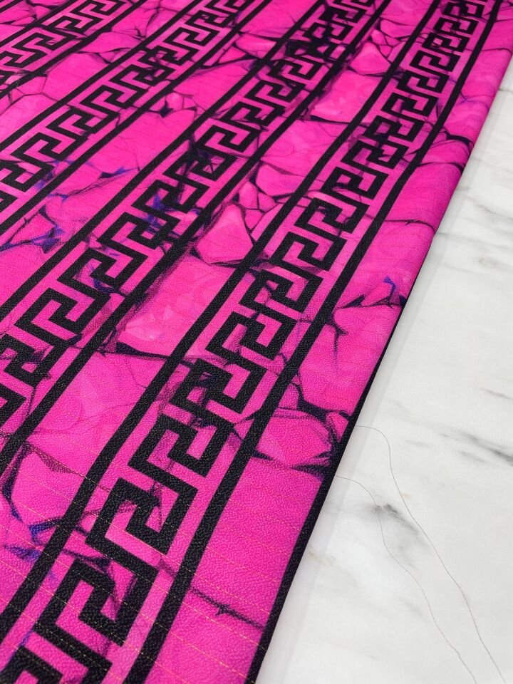 Yunan Motifleri Desen Elbiselik Gömleklik Krep Kumaş