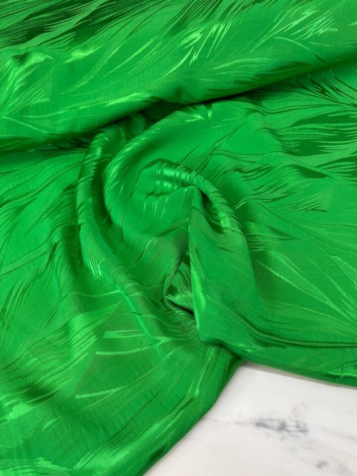 Yeşil Yaprak Desen Elbiselik Şalvarlık Javenes Kumaş