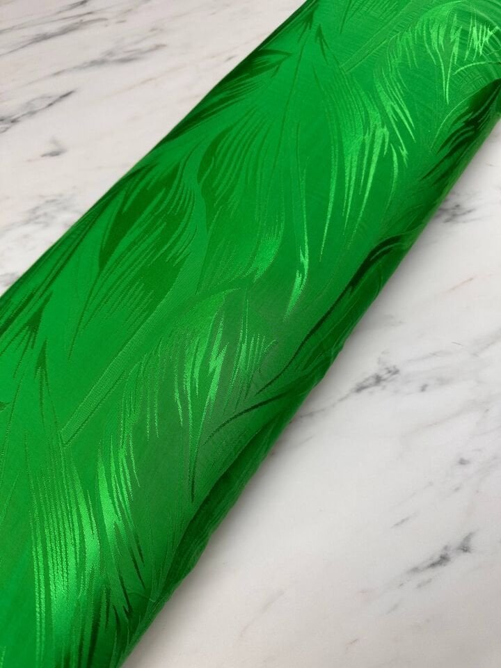 Yeşil Yaprak Desen Elbiselik Şalvarlık Javenes Kumaş