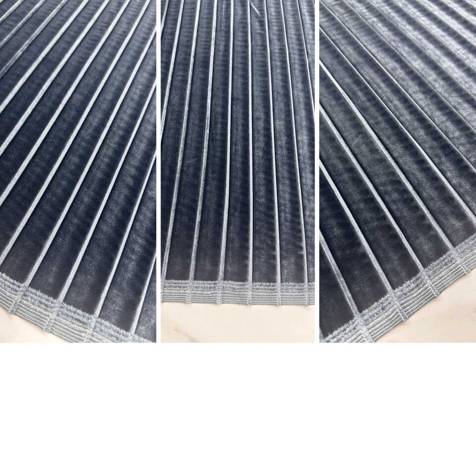 Gri İpek Kadife Pilise Kumaş Etek Elbise