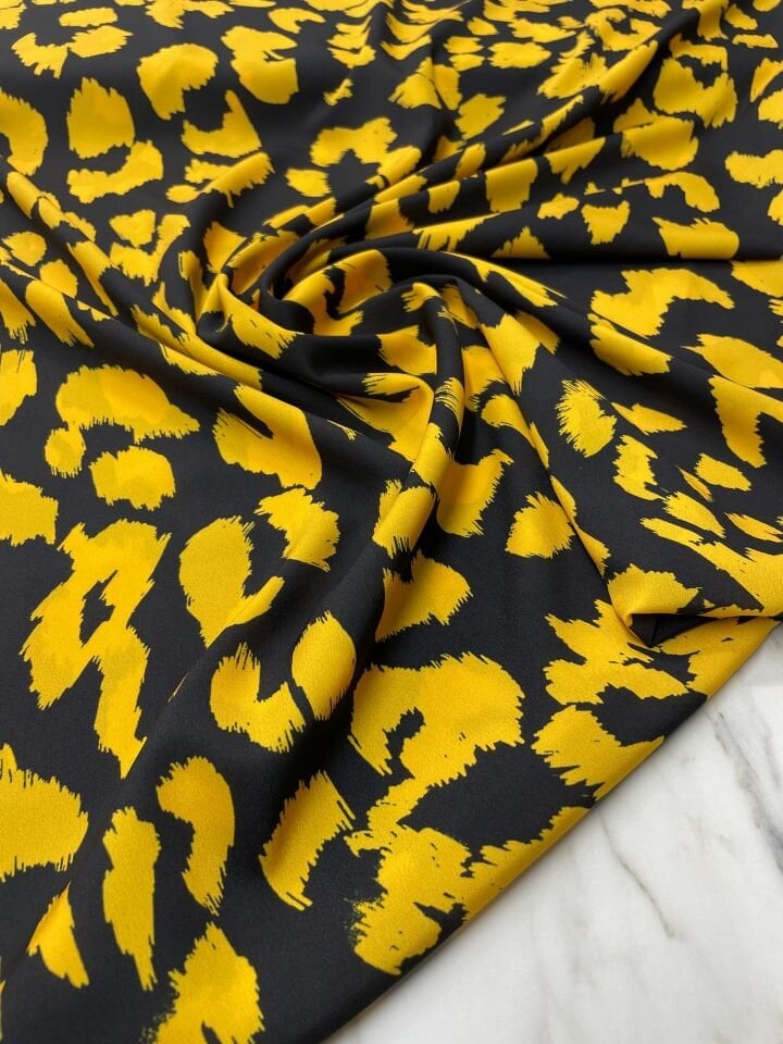 Leopar Desen Elbiselik Gömleklik Krep Kumaş