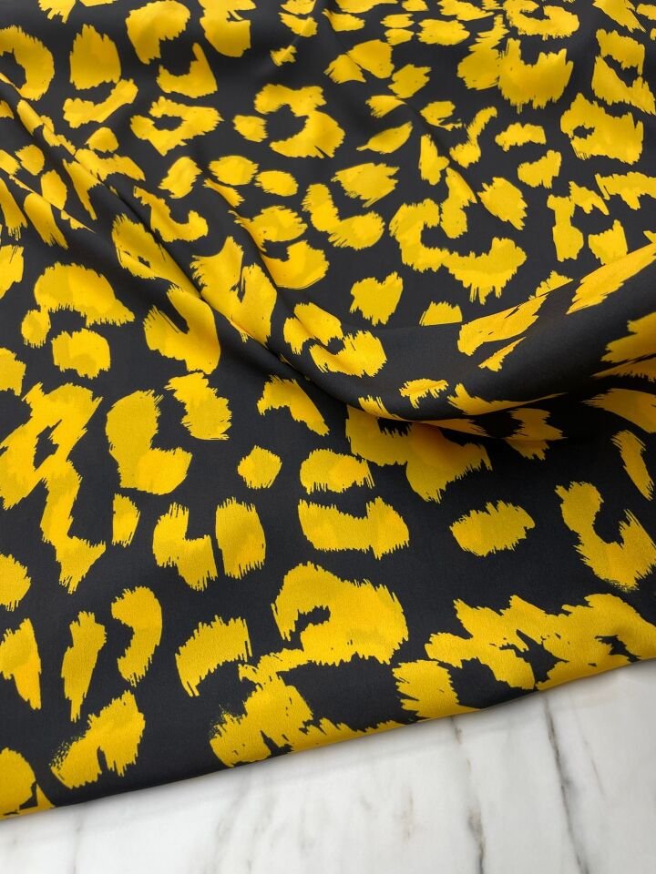 Leopar Desen Elbiselik Gömleklik Krep Kumaş