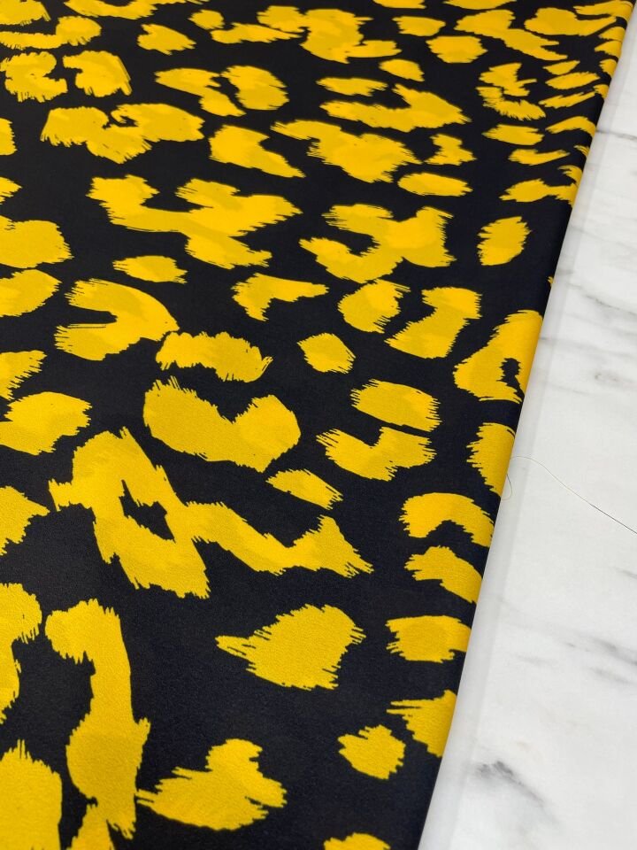 Leopar Desen Elbiselik Gömleklik Krep Kumaş