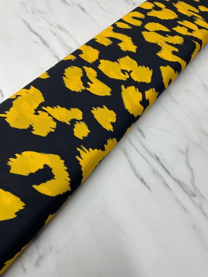 Leopar Desen Elbiselik Gömleklik Krep Kumaş