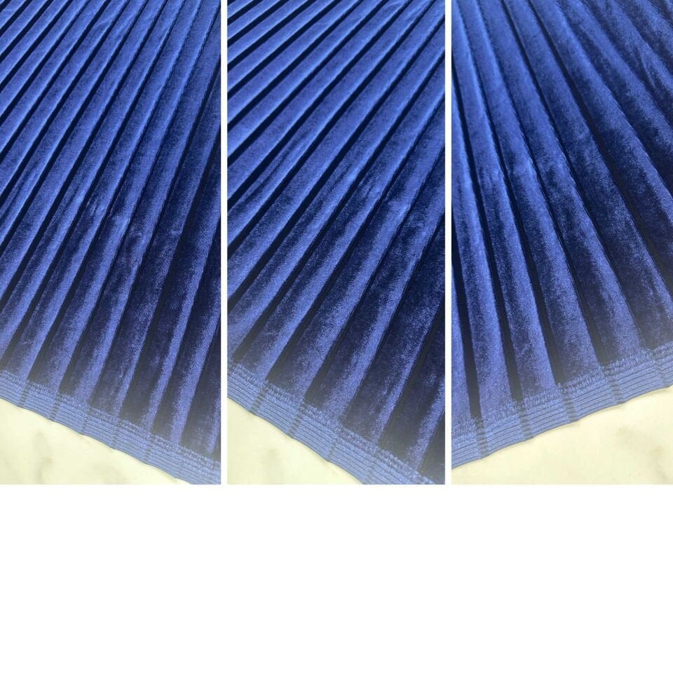 Laciver Pilise İpek Kadife Elbise Etek