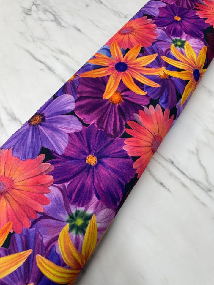 Çiçek Bahçesi Desen Elbiselik Gömleklik Krep Kumaş