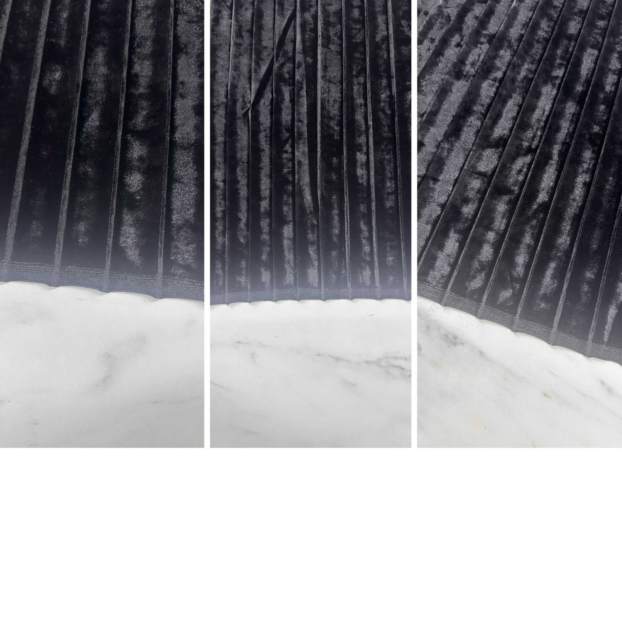 İpek Jajan Siyah Pilise Kadife Elbise Etek