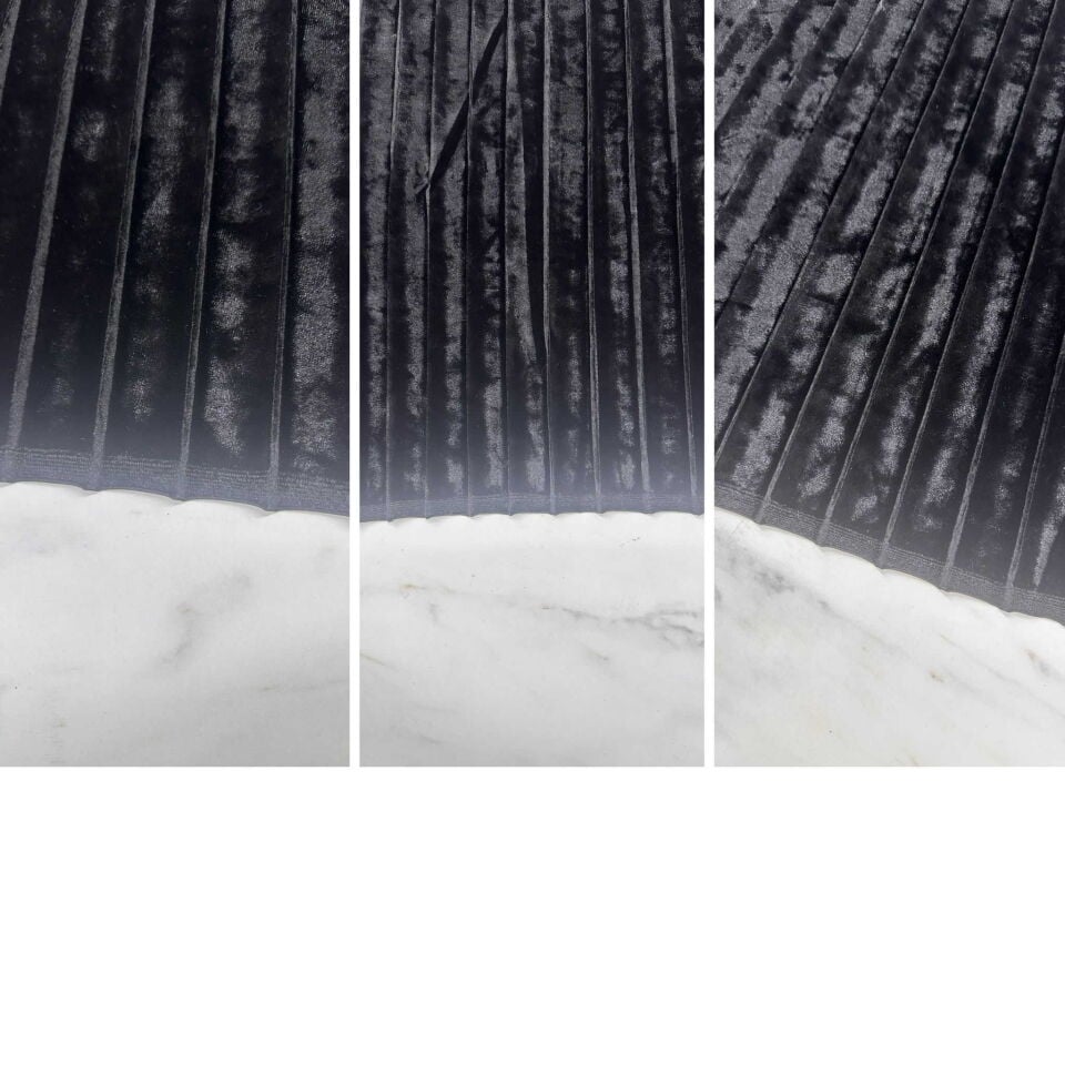 İpek Jajan Siyah Pilise Kadife Elbise Etek