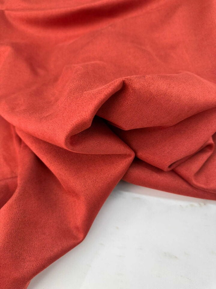 Kremit Rengi Likralı Sukuba Süet Etek Ceket Elbise Yelek