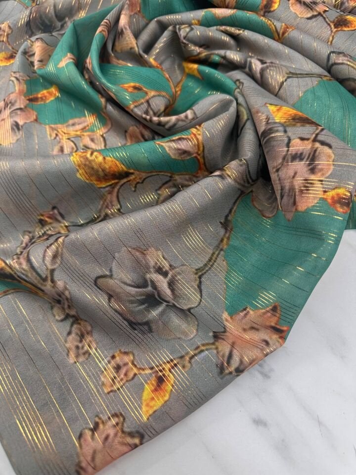 Leva Desen Elbiselik Gömleklik Abayalık Simli Şifon