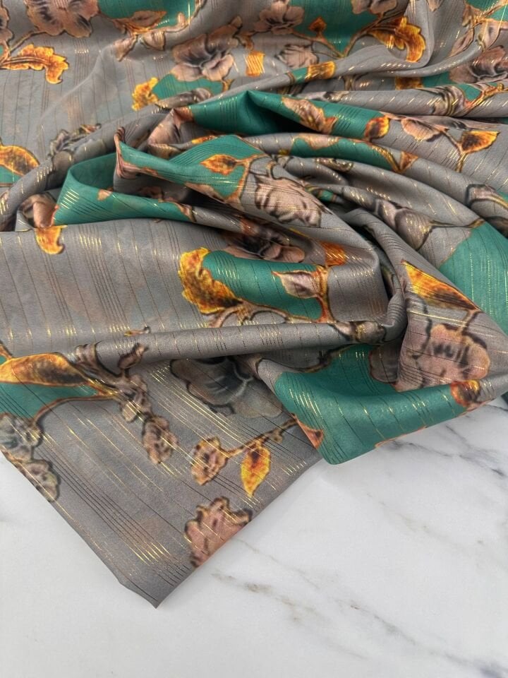 Leva Desen Elbiselik Gömleklik Abayalık Simli Şifon