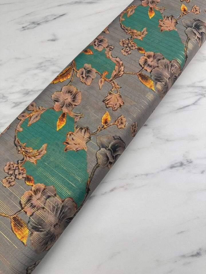 Leva Desen Elbiselik Gömleklik Abayalık Simli Şifon