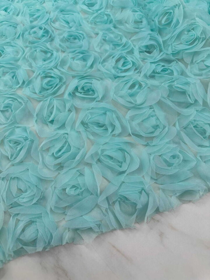 3 D Gül Desen Kumaş Elbise Etek Ceket