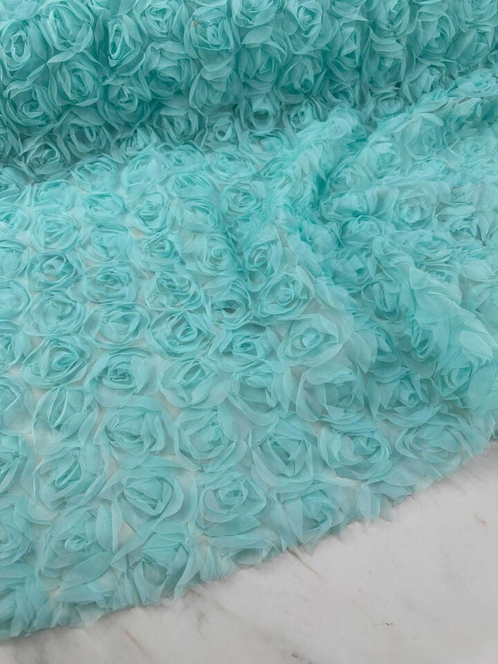 3 D Gül Desen Kumaş Elbise Etek Ceket