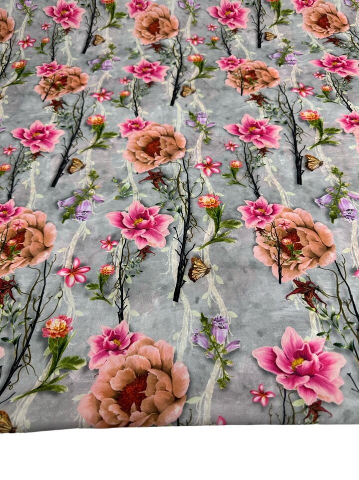 Çiçek Desen Elbiselik Gömleklik Krep Kumaş