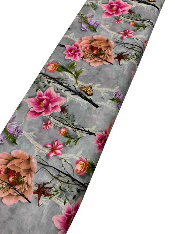 Çiçek Desen Elbiselik Gömleklik Krep Kumaş