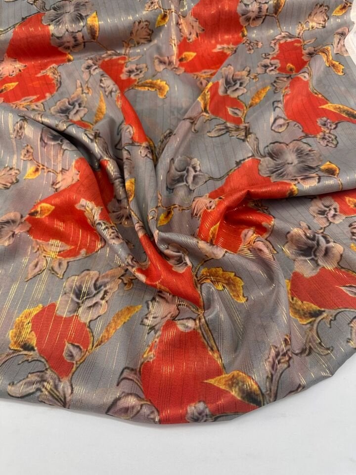 Evaro Desen Elbiselik Gömleklik Simli Şifon