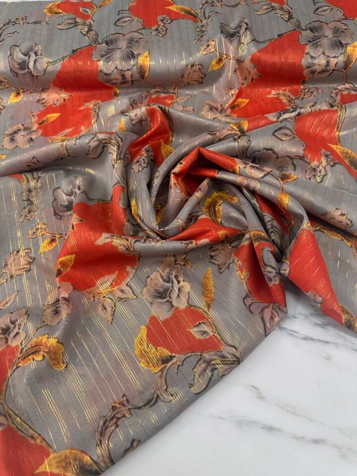 Evaro Desen Elbiselik Gömleklik Simli Şifon