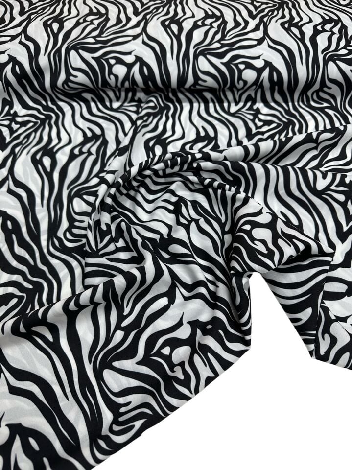 Zebra Desen Elbiselik Gömleklik Krep Kumaş